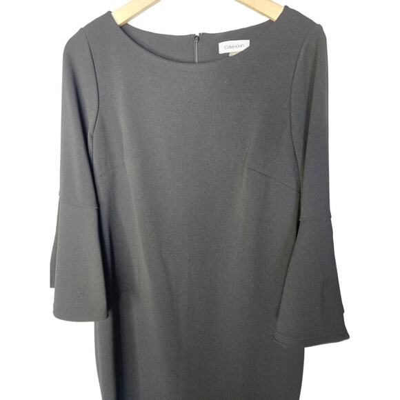 New! Calvin Klein Women's Peplum Sheath Dress, Black, Bell Sleeves, Size 10 - Picture 2 of 6